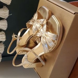 Reformation Maize Platform Sandal Gold